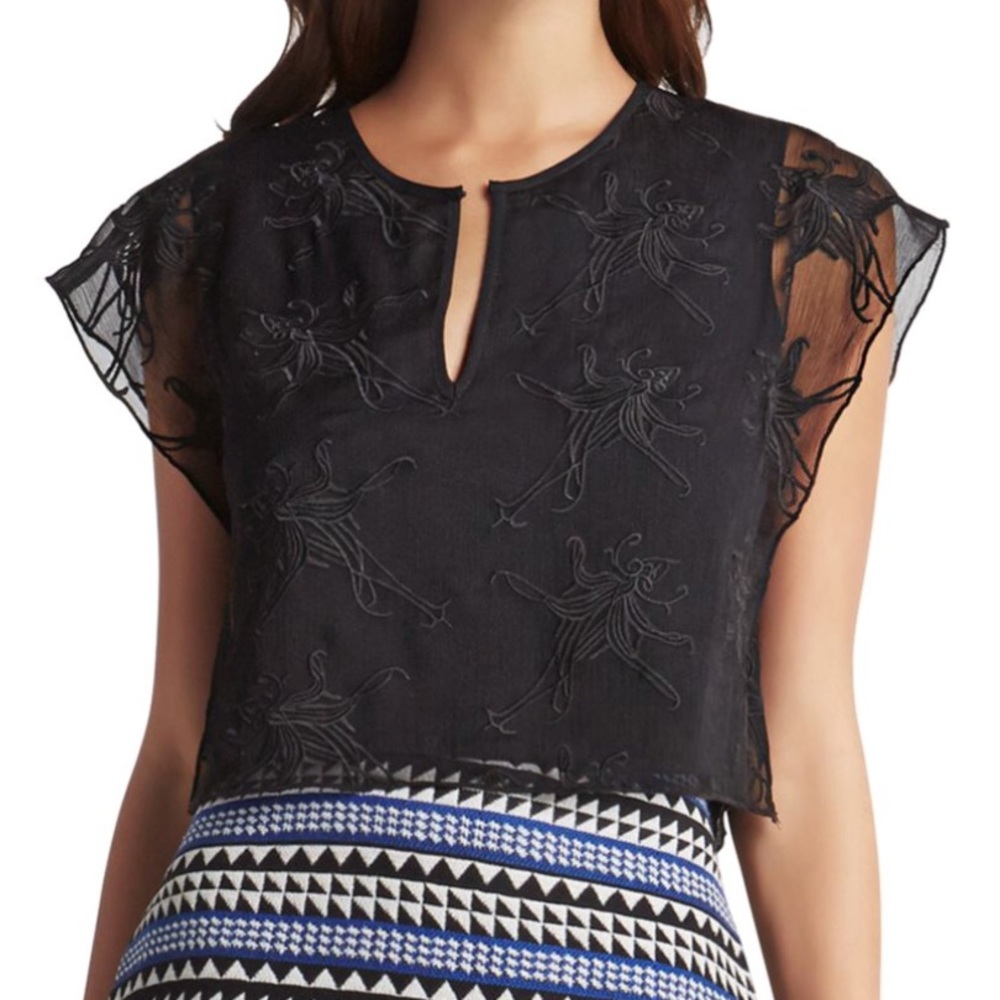 NWT BCBG lace crop top blouse